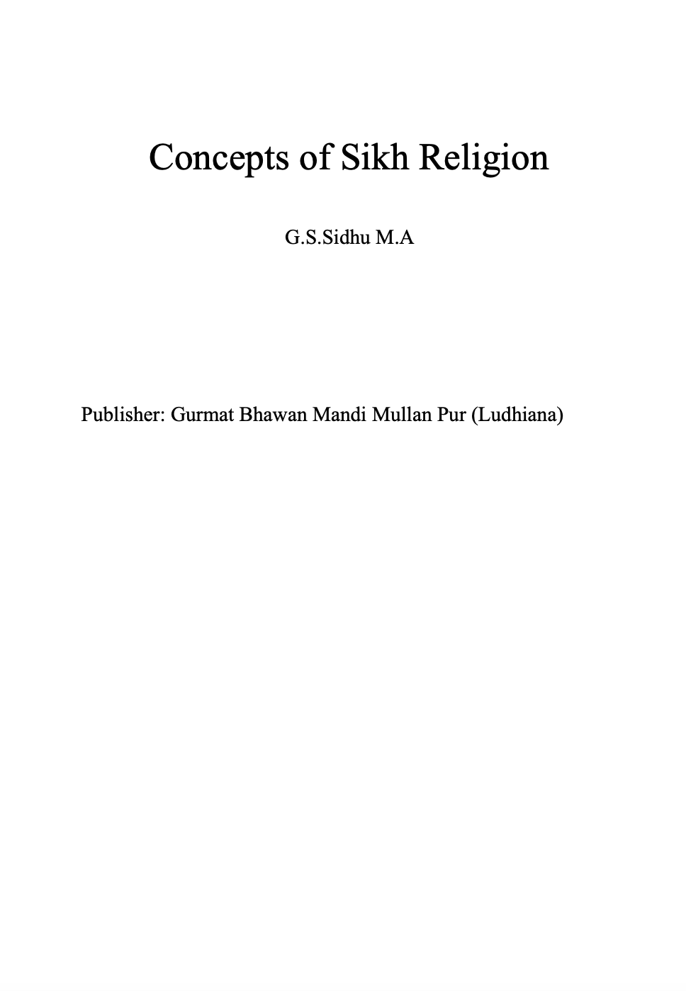 Concepts of Sikh Religion